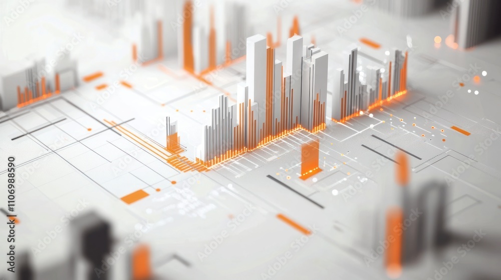 Aufkleber Abstract digital visualization with geometric shapes and data representation.