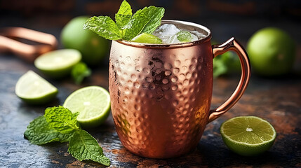 Refreshing Mint Lime Drink Recipe in Copper Mug