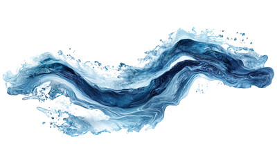 A rapid river, whitewater flow, dynamic and energetic design, cool tones, isolated on white background