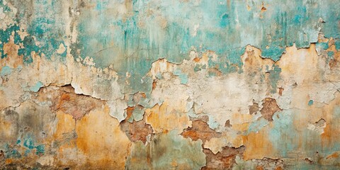 Fototapeta premium Aged Wall Texture Distressed Surface with Peeling Paint and Exposed Plaster