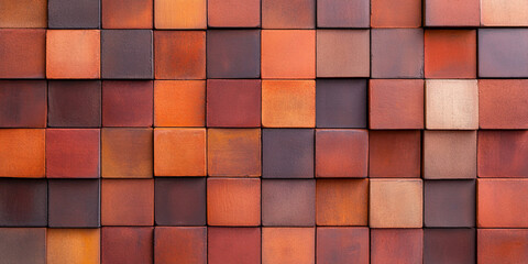 Smoothly layered brick wall with uniform red and orange tones, creating warm and inviting atmosphere. texture adds depth and character to any space