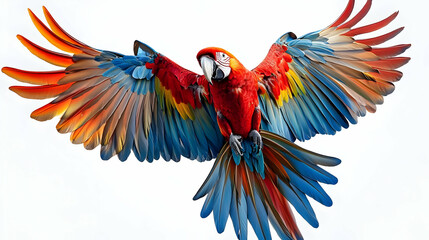 Obraz premium Scarlet Macaw Soars: Wings of Vivid Colors in Flight