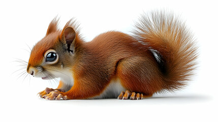 Obraz premium Adorable Red Squirrel: Fluffy Tail, Big Eyes, Wildlife