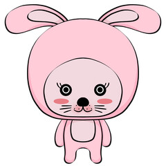 Cute wild animal cartoon characters, chubby and round.