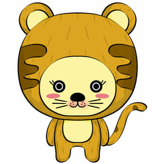 Cute wild animal cartoon characters, chubby and round.