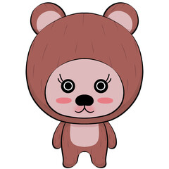 Cute wild animal cartoon characters, chubby and round.