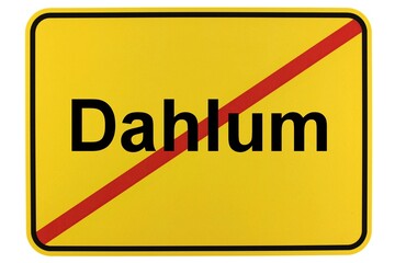 Illustration eines Ortsschildes der Gemeinde Dahlum in Niedersachsen