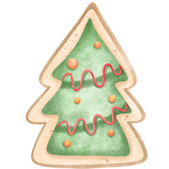  Watercolor christmas gingerbread cookie in the shape of Chrismas tree , ginger bread cookies chrismas tree