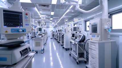 Medical staff operate advanced tools in a sterile, organized hospital environment