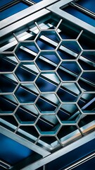 Abstract blue metal hexagon background with honeycomb effect