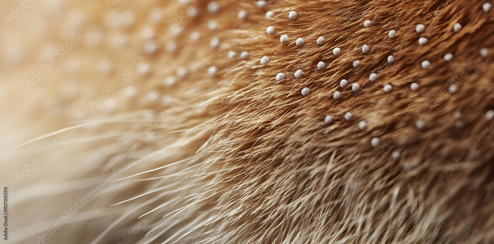 Poster close-up of fur with droplets, showcasing texture and detail.