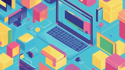 Fototapeta premium Illustration of online learning