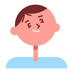 Playful Boy Icon: A charming illustration of a boy with a mischievous grin. Perfect for children's books, websites, and apps.