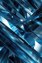 Obraz premium Blue and white image of a building with a lot of glass. The image is abstract and has a modern feel to it