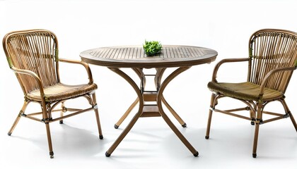 Fototapeta premium Outdoor table and chairs on isolated white background