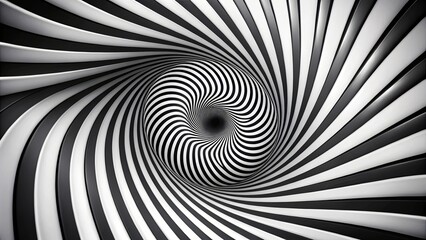 Abstract Black and White Swirling Vortex Design with Depth and Dimension
