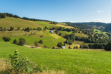 Scenic view of the hilly landscape of the Black Forest, Wiedener Eck, Wieden, Baden-Wuerttemberg,...