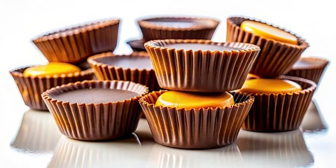 Silhouette Peanut Butter Cups: Delicious Chocolate Candy Treat, Sweet Snack, Dessert Photography