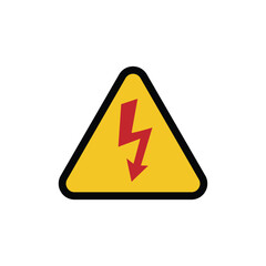High voltage icon. high voltage warning sign on a yellow triangular board. danger vector symbol isolated on white background, web button.