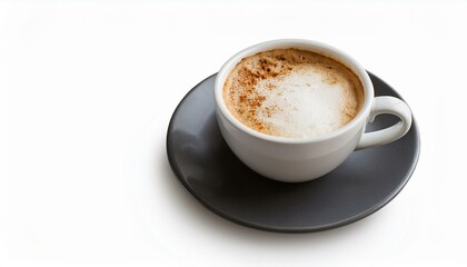 Hot cappuccino coffee cup on isolated white background