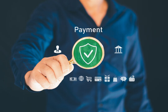 Online payment transactions are the safest and most effective way to secure online payment transactions, with icons displaying online transactions. Financial Technology Financial Technology