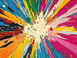 Abstract Art Piece Bursting with Paint