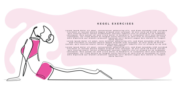 simple kegel exercise banner template.kegel exercise fitness background one line drawing.kegel exercise simple background