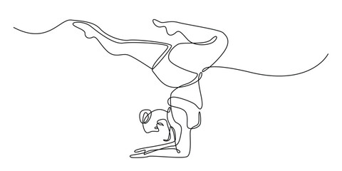 continuous line drawing of fat woman yoga.one line drawing of fat woman doing yoga exercises.simple single line vector illustration.isolated white background