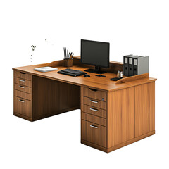 Modern Wooden Office Desk Computer Workstation Setup