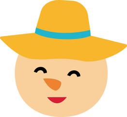 Sand snowman head wearing sunhat.
Christmas Beach Snowman  head flat vector.
Beach summer sand snowman head isolated svg.
Transparent background.