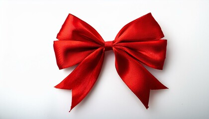 Fototapeta premium Shiny red satin ribbon on white isolated background