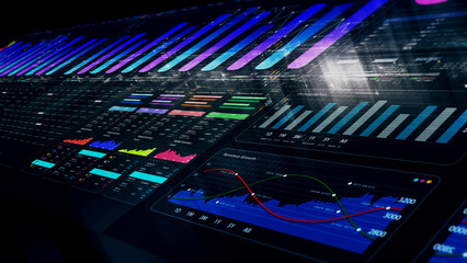 Futuristic network simulation blending AI, quantum physics, and deep learning, with a particle matrix analyzing data in a sleek, HUD-style interface