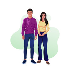 A Confident Male and Female Professional Duo – Ideal for Business, Leadership, and Teamwork Concepts – Vector Design