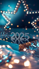 Elegant 3D New Year 2025 Greeting Card Collection with Glitter and Starry Backgrounds