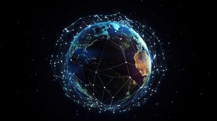 Obraz premium Global Network: A Digital Earth Visualization