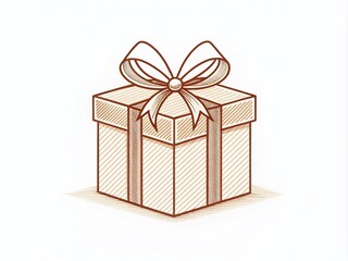 Obraz premium Minimalist Gift Box Illustration in Line Art Style for Creative Projects and Graphic Design Needs
