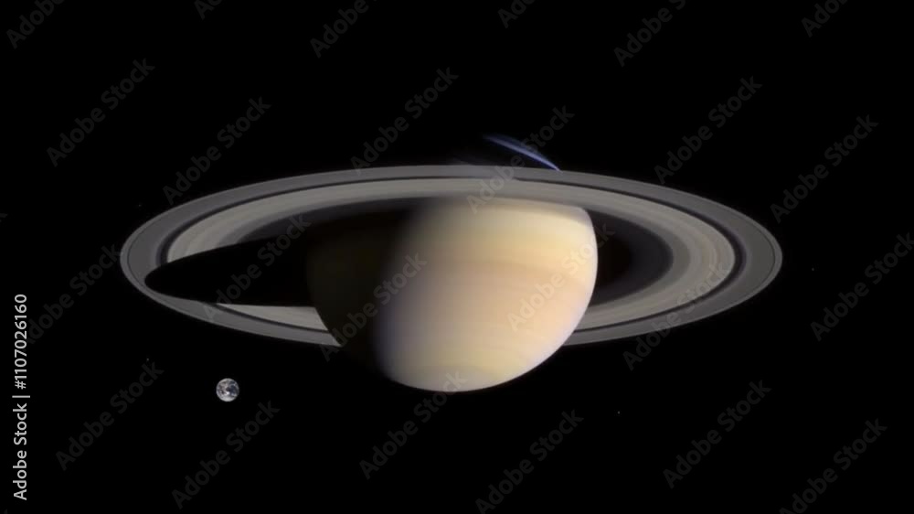 Canvas Prints animation depicting visual comparison of earth and saturn.