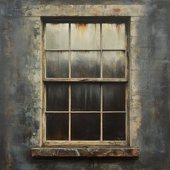 Vintage Weathered Window in Old Building: Architectural Photography