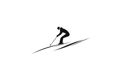 Fototapeta premium Silhouette of a Skier in Action on Snowy Slopes in Black Background