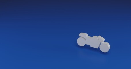 Isolated realistic white bike symbol with shadow. Located on the right side of the scene. 3d illustration on transparent background