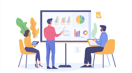 A young entrepreneur giving a presentation in a bright meeting room