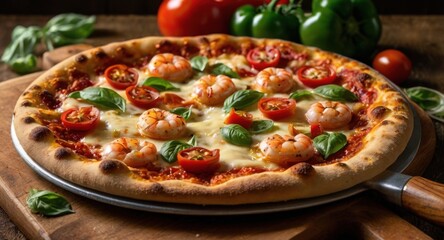 Shrimp and Tomato Pizza: A Mediterranean Delight