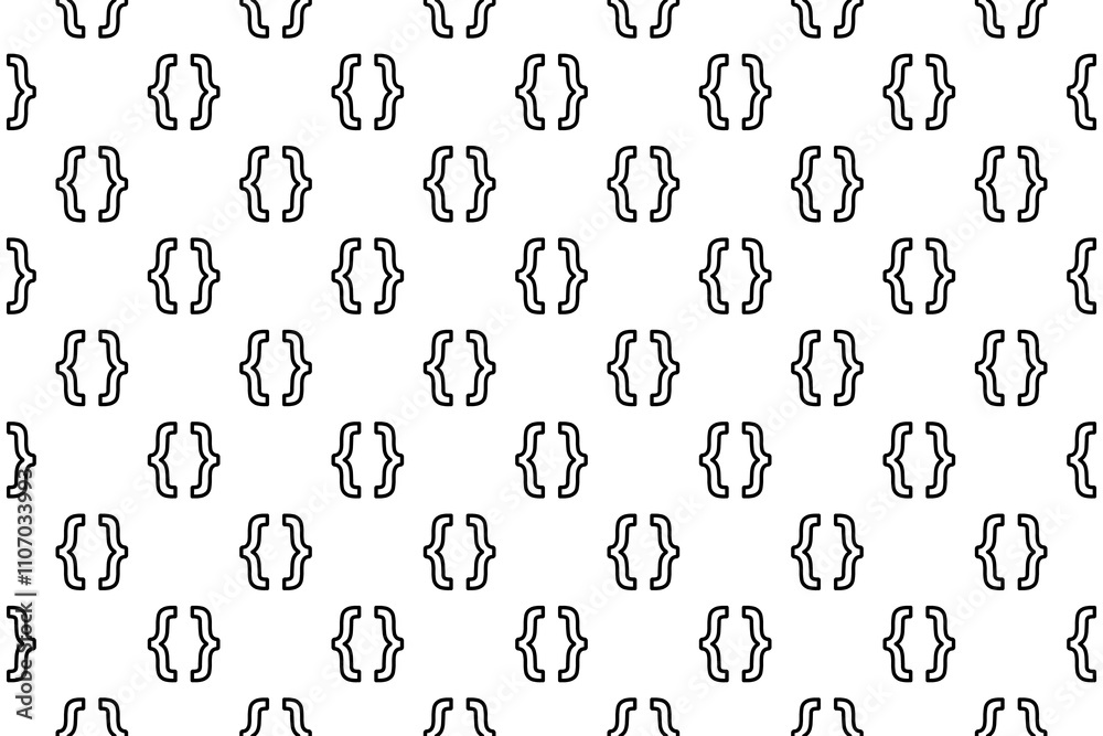 Poster seamless pattern completely filled with outlines of curly brackets symbols. elements are evenly spac