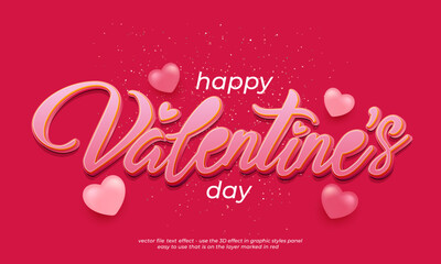 Naklejka premium Valentine's day editable text effect 3d font calligraphy style ver.05