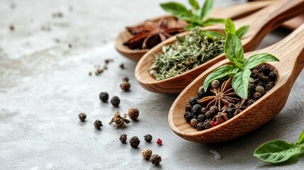 Herb and spice preparation kitchen close-up photography indoor overhead view culinary creativity for home cooking