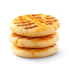 Delectable Macro Shot of a Crispy and Golden Colombian Arepa Side Dish on a White Background