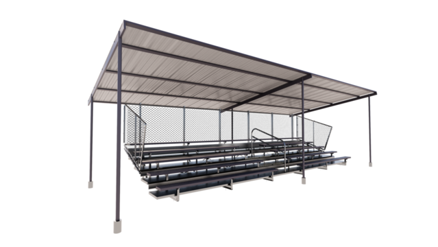 Bleachers with roof isolated on transparent background