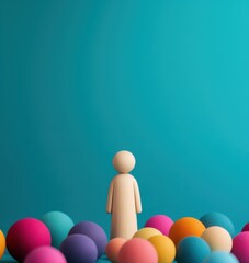 Brainstorming to solve problems in organizations. figurine under a spotlight, with colorful idea sparks surrounding its head.