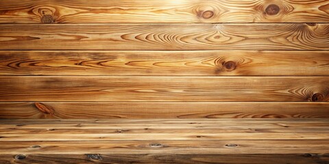 Naklejka premium Rustic Wooden Background with Horizontal Planks and Empty Tabletop Ideal for Product Displays or Mockups