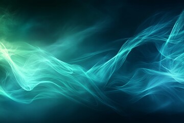 Blue Green Neon Light in Dark Night: Grainy Grunge Texture Abstract Fantasy Background Gradient Color Water Flow Web Header.